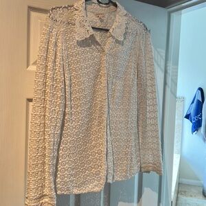 Rebecca Taylor Broderie lace blouse cream embroidered collar 10